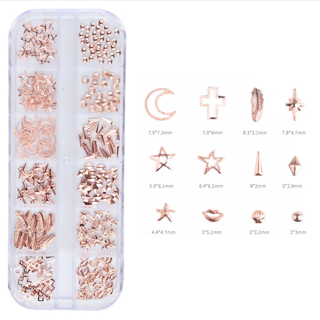 Nail Metal Rivets Charms 3D Nail Art Decoration Cross/feather/lips ...