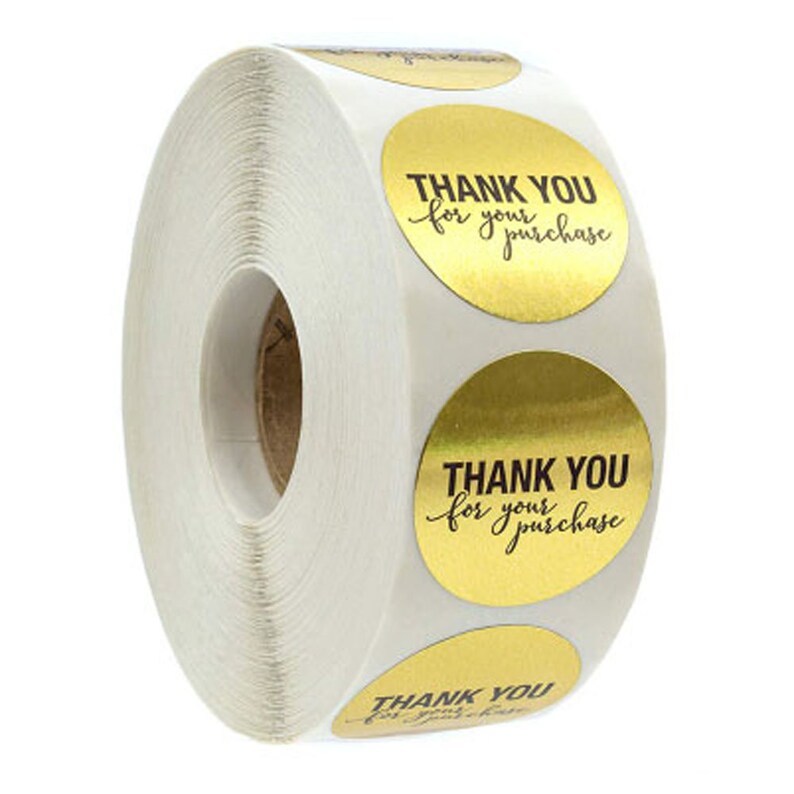 500 pcs Thank You for Your Purchase Labels Round Roll Stickers Black Gold Business Use Craft Gift Bulk Wholesale 1 inch