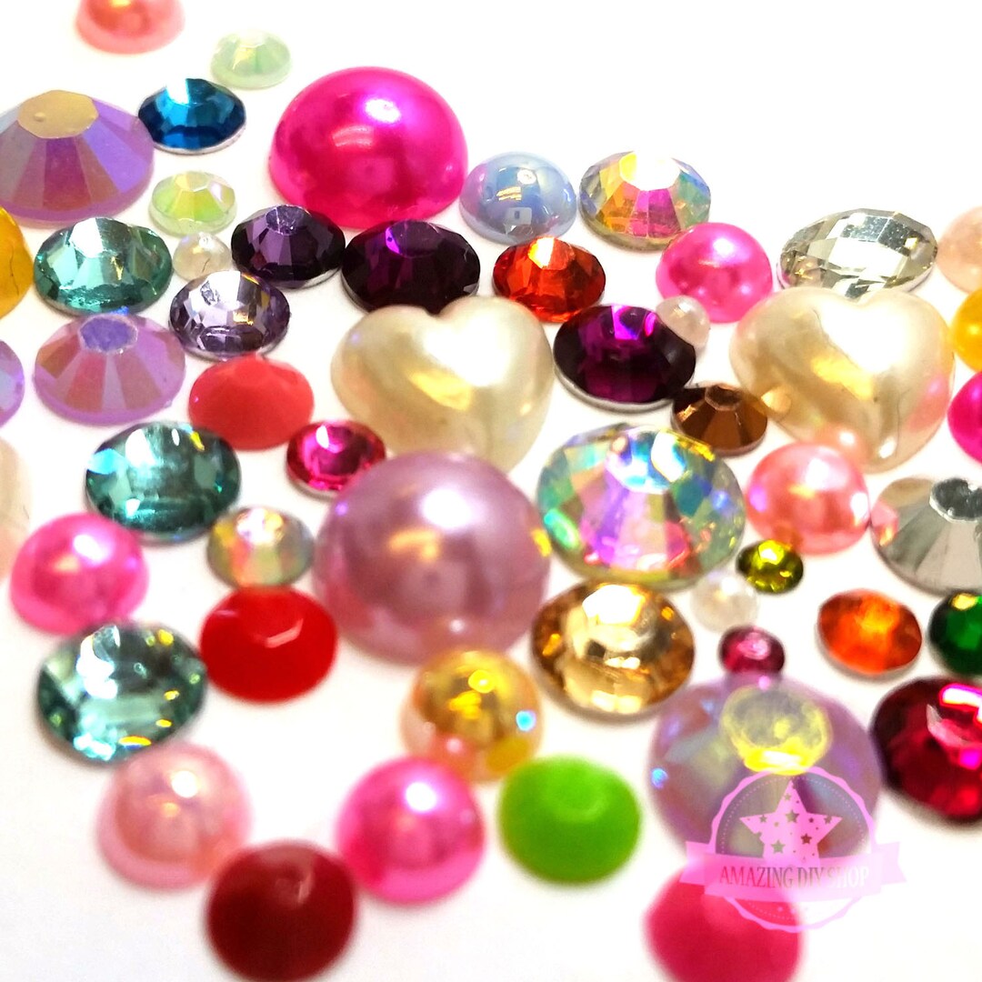 900 Pcs Resin Crystal Mixed Color Shape Assorted Rhinestones Flatback ...