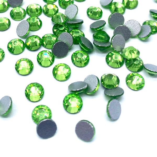 PERIDOT vert ss6 ss8 ss10 ss12 ss16 ss20 ss30 2mm 3mm 4mm 5mm 6mm Crystal Glass Round Rhinestones Flatback Non Hotfix High Quality Nail Art