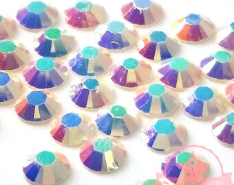 Jelly Ink Blue AB Crystal Resin Flatback Rhinestones - Multiple Facets 3-6mm