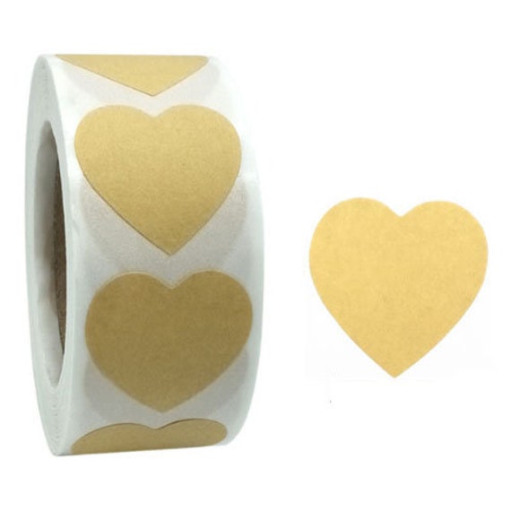 500 Pcs Plain Labels Heart Shaped Roll Stickers Kraft Brown Black Business  Use Craft Gift Bulk Wholesale 1.5 Inch 