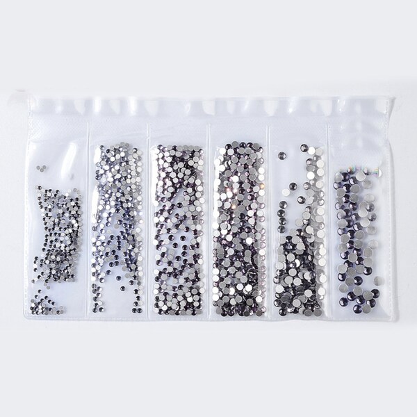 Leichte lila Strass flach zurück künstliche Edelsteine Runde Glas 6 gemischte Größen 1,5-4 mm Nail Art Phone stationäre Karte DIY Flatback Kleber Fix