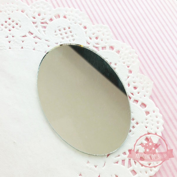 Two size 12 pcs Oval glass craft and hobby decorative mirrors DIY Supplies- T152