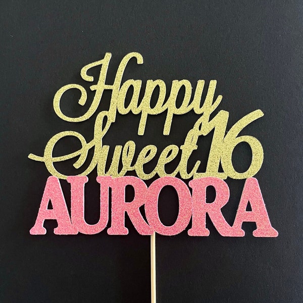 Sweet sixteen cake topper | Sweet 16 | Sweet 16 cake topper | Number cake topper | Cake topper | Birthday cake topper | Glitter cake topper