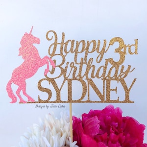 Unicorn cake topper Unicorn party Unicorn Unicorn party decor Unicorn birthday Name Topper Girls birthday Unicorn cupcake image 1