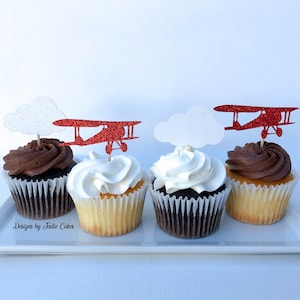 Airplane cupcake toppers | Airplane birthday | Airplane party | Smash cake topper | First birthday | Airplane theme | Cloud cupcake toppers