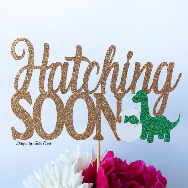Hatching soon cake topper | Dinosaur topper | Dinosaur baby shower | Dinosaur decor | Dinosaur cake topper | Trex cake topper | Dino party