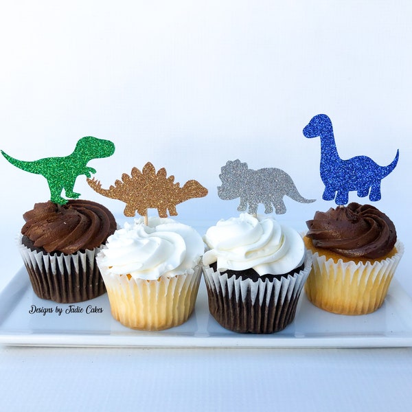 Dinosaur cupcake toppers | Dinosaur party | Dinosaur decor | Dinosaur cake topper | Trex cake topper | First birthday topper | Dino party