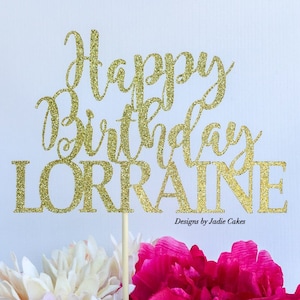 Script happy birthday cake topper | Glitter cake topper | Birthday cake topper | Name cake topper | Happy birthday topper | Birthday topper