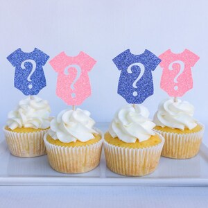 Gender reveal | He or she | Boy or girl | Gender reveal cupcake toppers | Gender reveal cake topper | Baby shower cupcake toppers