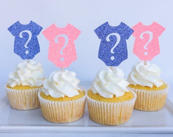 Gender reveal | He or she | Boy or girl | Gender reveal cupcake toppers | Gender reveal cake topper | Baby shower cupcake toppers