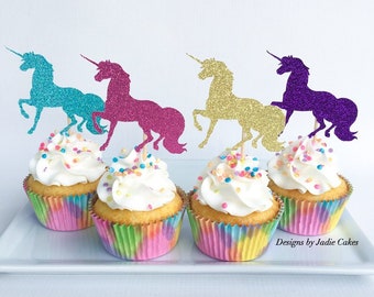 Unicorn cupcake topper | Unicorn party | Glitter cupcake topper | Gold cupcake topper | Unicorn party decor | Unicorn birthday | Unicorn