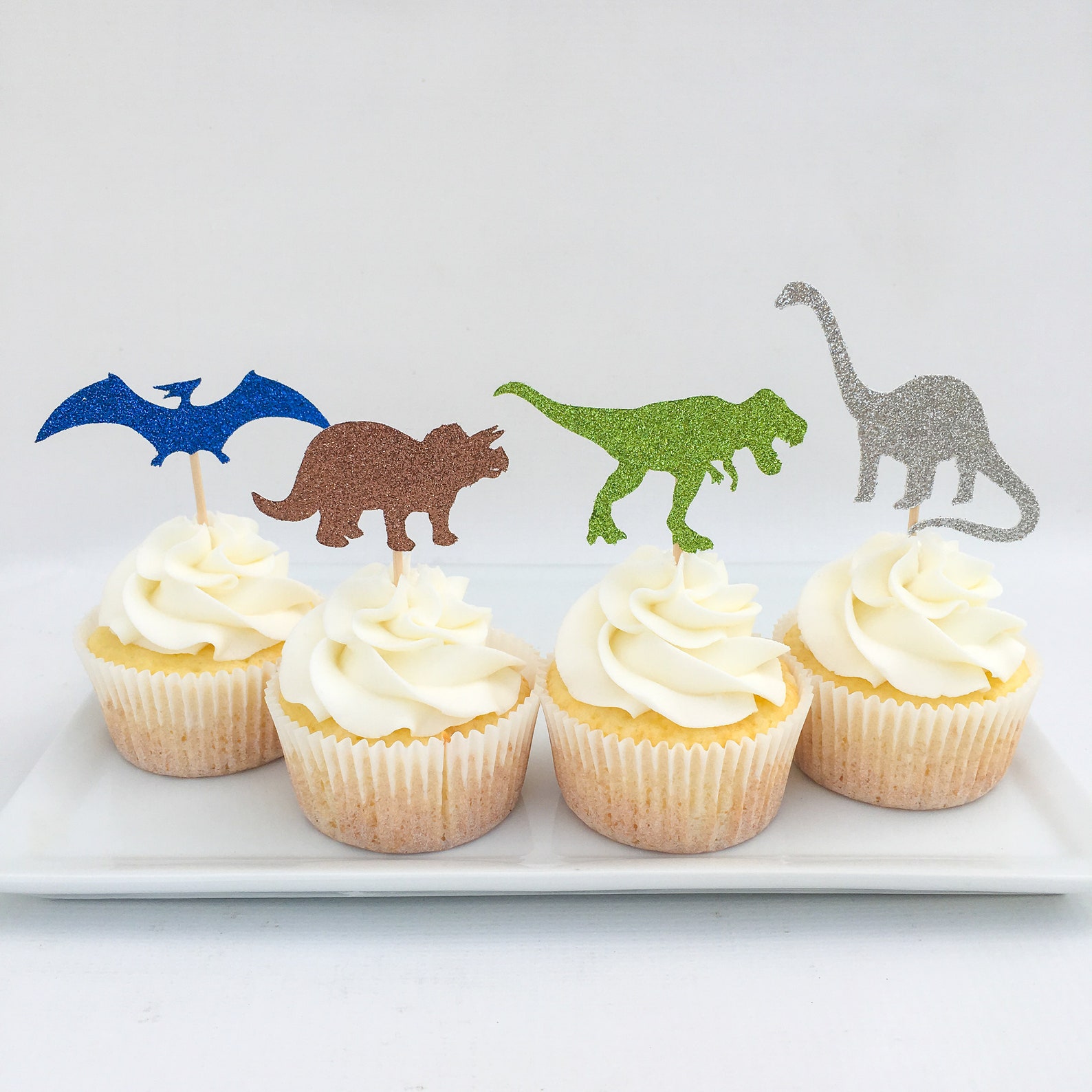 Dinosaur Cupcake Topper Girls Dino Topper Dinosaur Party Etsy