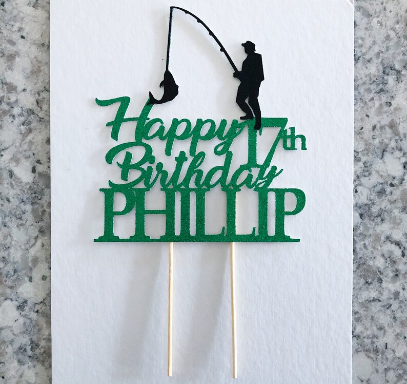 Fishing Cake Topper Fishing Party Fisherman Fishing - Etsy