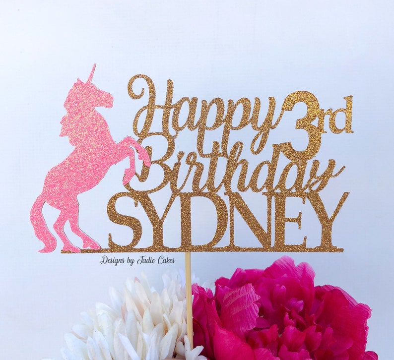 Unicorn cake topper Unicorn party Unicorn Unicorn party decor Unicorn birthday Name Topper Girls birthday Unicorn cupcake image 1