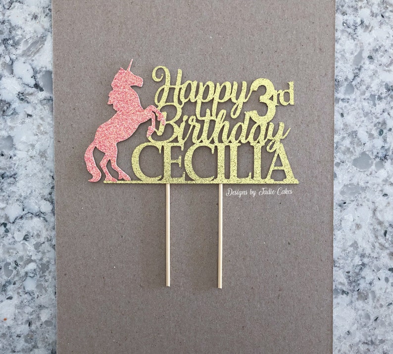 Unicorn cake topper Unicorn party Unicorn Unicorn party decor Unicorn birthday Name Topper Girls birthday Unicorn cupcake image 5