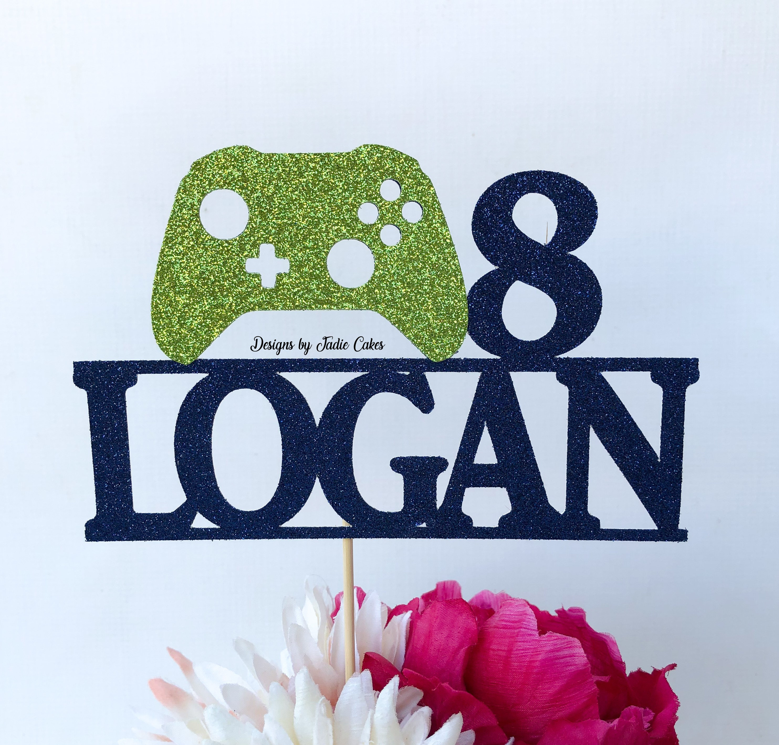 Acrylic Kids Personalised Birthday Cake Topper X-Box Controller Choose Your  Age Level