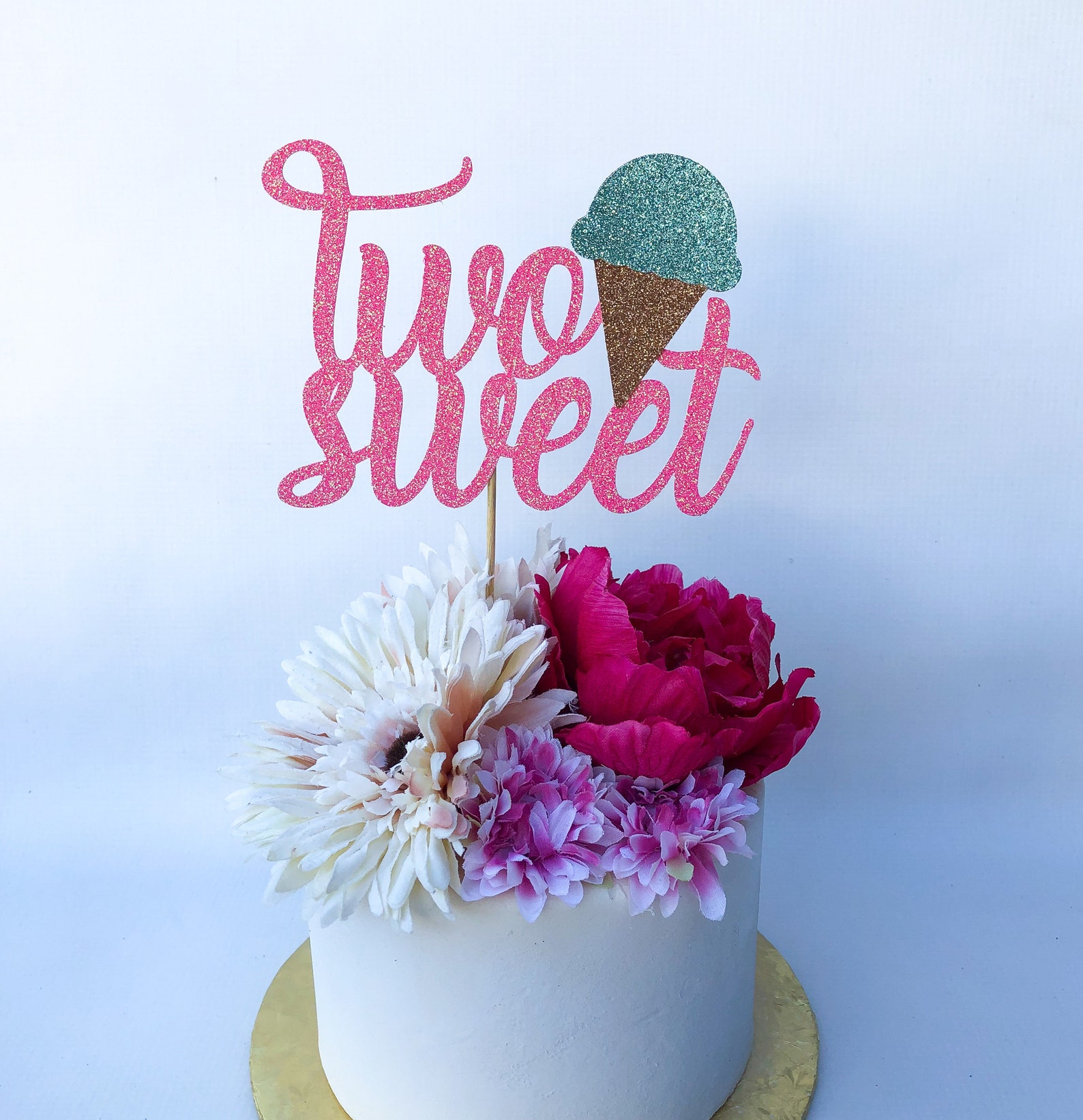 Two Sweet Cake Topper Ice Cream Cake Topper Ice Cream Etsy