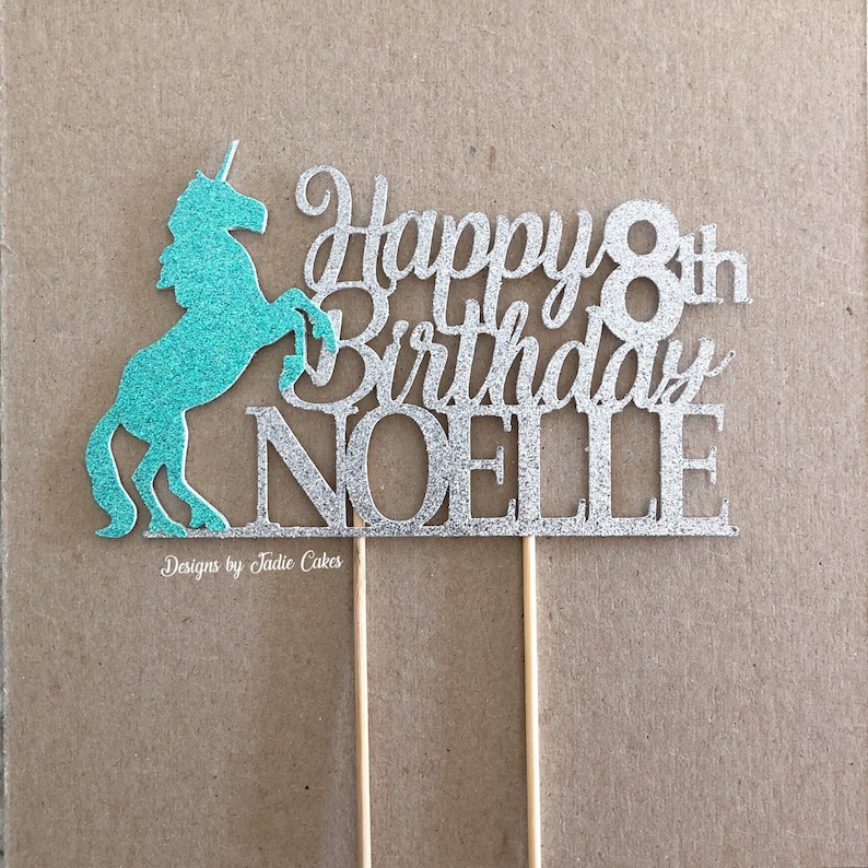 Unicorn cake topper Unicorn party Unicorn Unicorn party decor Unicorn birthday Name Topper Girls birthday Unicorn cupcake image 7