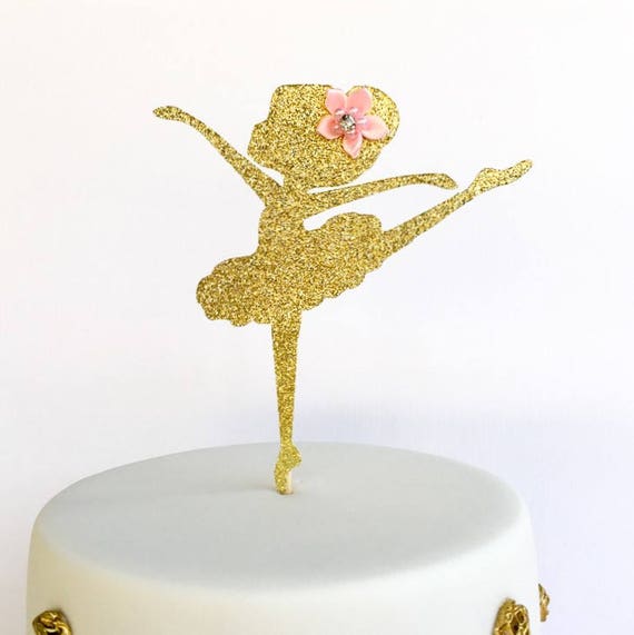 Ballerina Cake Topper Gold Ballet shoes cake topper Birthday cake ...