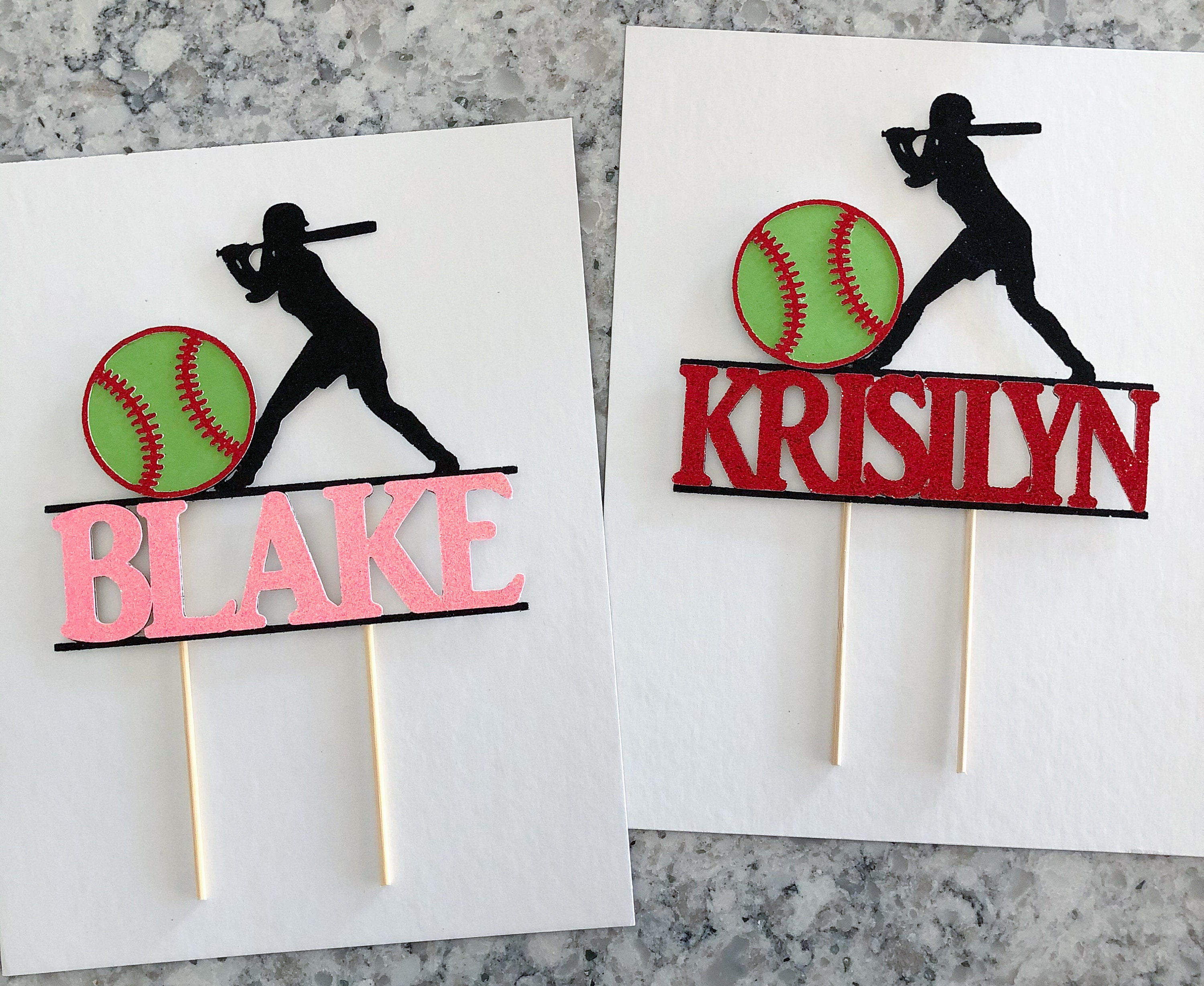 Softball Cake Topper Softball Party Sports Cake Topper Etsy