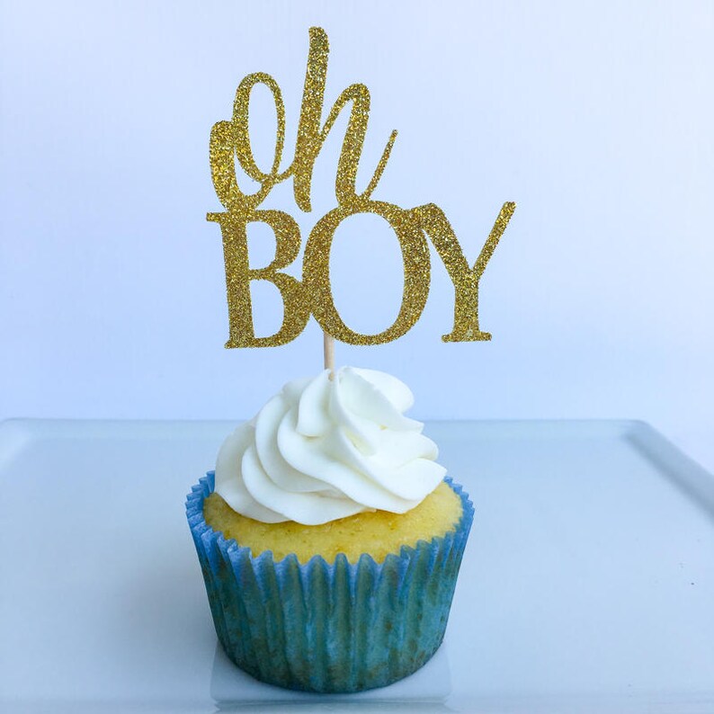 Oh Boy Cake Topper Baby Shower Cake Topper Baby Boy Cake Topper Gold Cake Topper Oh Boy Cupcake Topper Glitter Cake Topper
