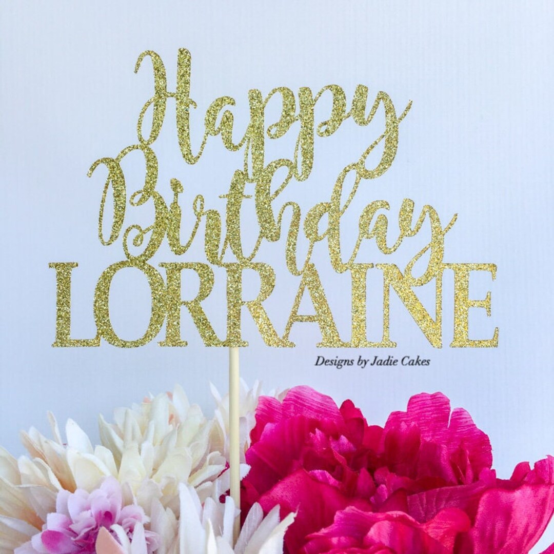 Script Happy Birthday Cake Topper | Glitter Cake Topper | Birthday Cake ...