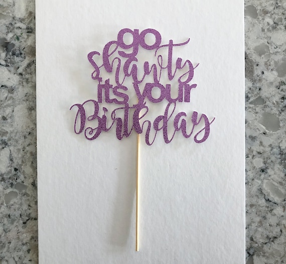 Happy Birthday Cake Topper - Deep Purple Glitter Bunting Decoration For Cakes, Photo Booth Props