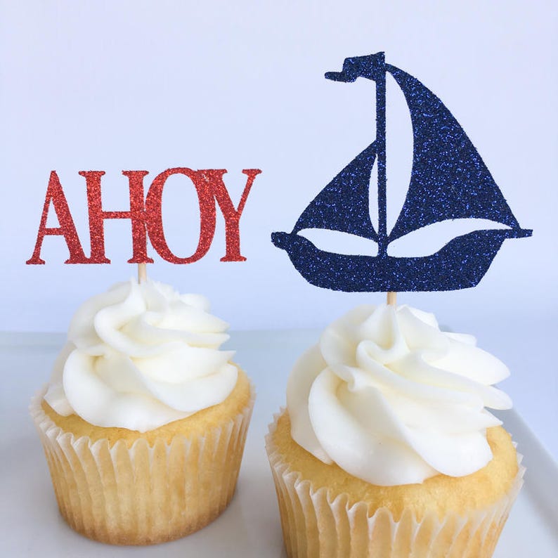 Ahoy its a boy | Nautical party | Nautical cupcake toppers | Anchor cupcake toppers | First birthday | Baby shower cupcake toppers bild 2