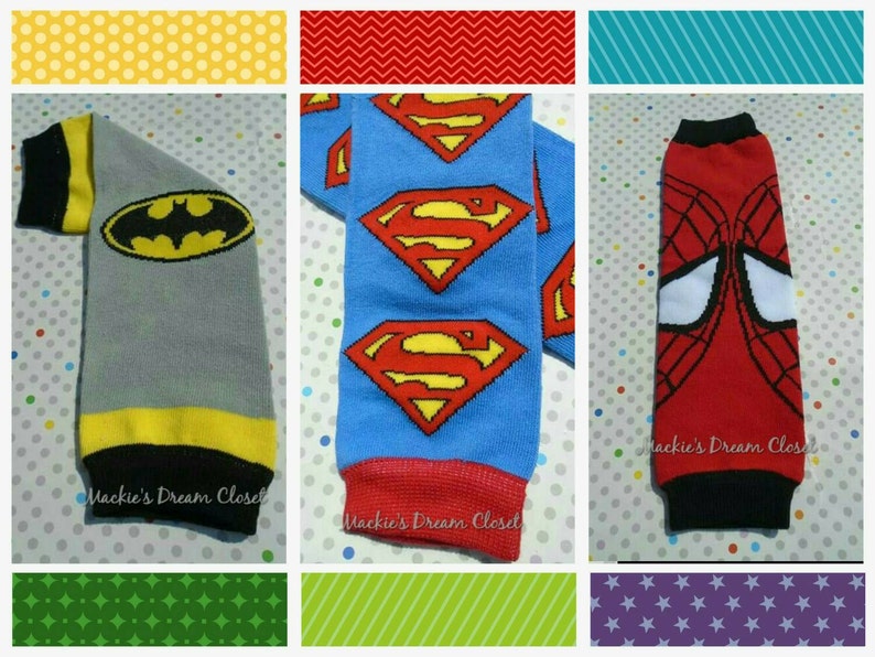 Baby Boy girl leg warmers superhero batman superman Spiderman cotton one size arm warmer Halloween costumes RTS