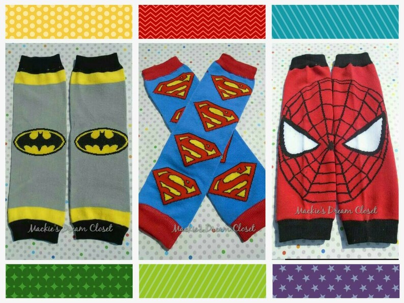 Baby Boy girl leg warmers superhero batman superman Spiderman cotton one size arm warmer Halloween costumes RTS