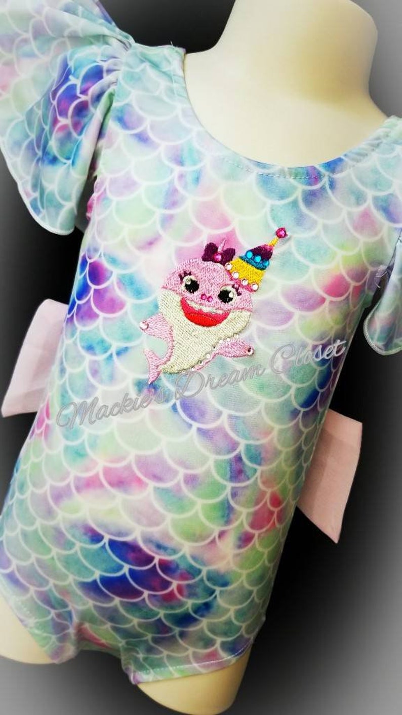 Baby girl shark mermaid birthday bathing suit beach pool ...