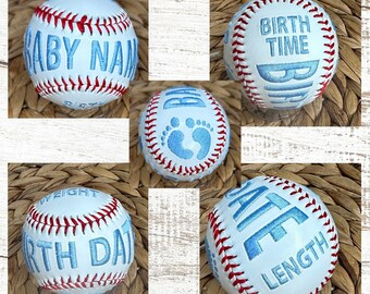 Capture Special Moments with a Customized Birth Stats Baseball: Great for Birthday • Gender Reveal • Birth Announcement Keepsake Baseball