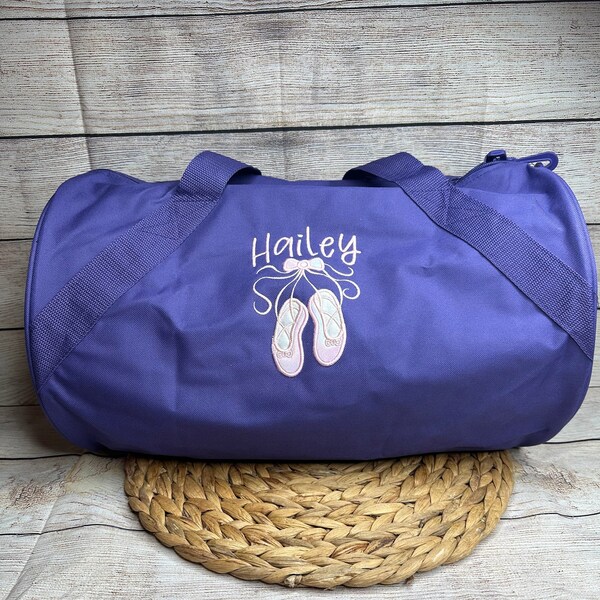 Personalized Ballerina Duffel Bag • Dance Practice Bag • Ballet DancerGift for Girls • Embroidered with Name • Overnight Weekend Duffel