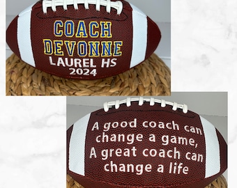Personalized Embroidered Football • Keepsake Coach Gift