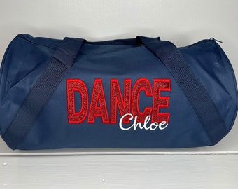 Personalized Glitter Dance Duffel Bag • Embroidered with Name • Overnight Sleepover Bag • Gift for Her • Dance Duffel Carryall • Dancer Bag