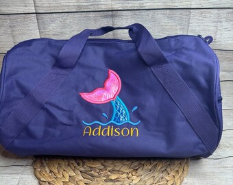 Personalized Mermaid Duffel Bag • Embroidered Girls' Travel Bag
