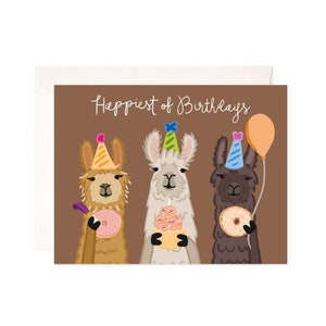 Llama Birthday Greeting Card, Cute Happy Birthday Card, Birthday Card for Her, Birthday Card for Sister, Mom, Friend, Birthday Card for Him