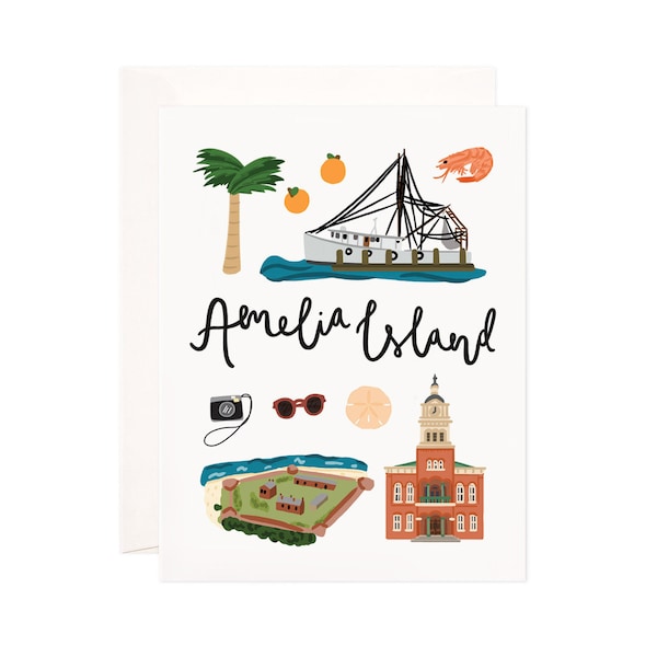 Amelia Island, Illustrated Amelia Island Greeting Card, Amelia Island, FL Gift