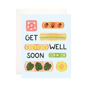Get Well Soon Bandages Greeting Card: Handmade Get Well Card, Cute Encouragement Note, Modern Sympathy Card, Feel Better Card, Whimsical