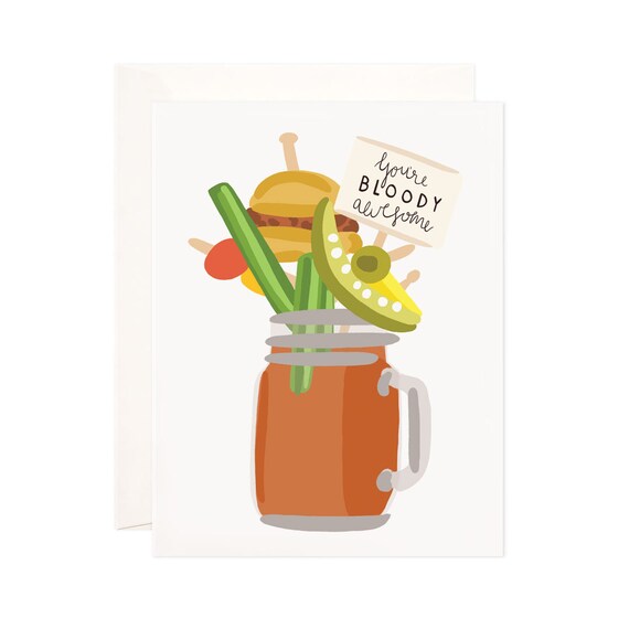 Bloody Awesome Greeting Card: Handmade Friendship Card, Cute Friendship Note, Modern Love Card, Illustrated Greeting Card, Punny Card