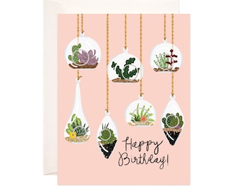 Hanging Plants Birthday Greeting Card, Birthday Card for Her, Birthday Card for Sister, Mom, Friend, Plant Lover Card, Plant Lady Card