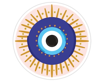 Evil Eye Sticker, Modern Laptop Sticker, Cute Water Bottle Sticker, Unique Cell Phone Sticker, Whimsical Waterproof Sticker