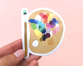 Paint Palette Vinyl Sticker, Modern Laptop Sticker, Cute Water Bottle Sticker, Unique Cell Phone Sticker, Whimsical Waterproof Sticker