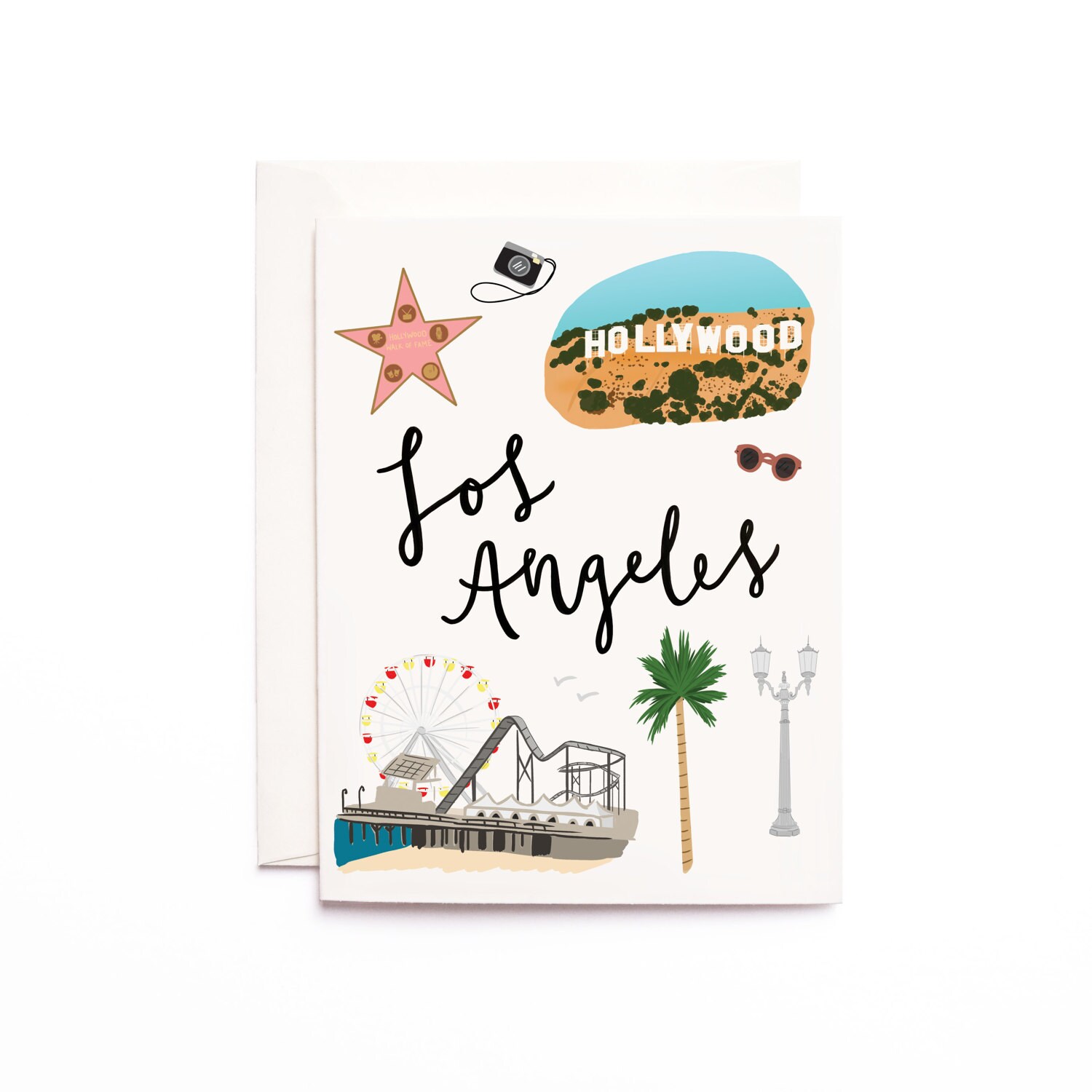 Los Angeles Greeting Card Greeting from LA Los Angeles Art Etsy