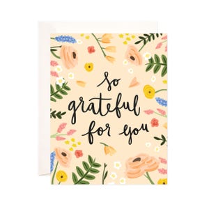 So Grateful For You Greeting Card, Handmade Love and Friendship Card, Cute Friendship Note, Modern Love Card, Grateful Greeting Card
