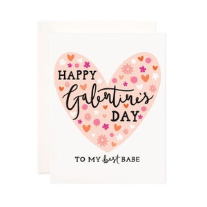 Best Babe Galentine&#39;s Day Greeting Card: Handmade Valentine&#39;s Day Card, Cute Valentine Note, Modern Valentine&#39;s Day Card, Illustrated Card