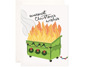 Christmas Dumpster Greeting Card: Funny Christmas Card, Disaster Christmas Card, Holiday Card