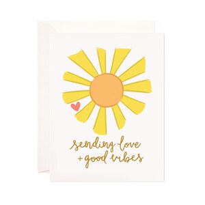 Love + Good Vibes Greeting Card: Handmade Encouragement Card, Cute Encouragement Note, Illustrated Comfort Card, Friendship Card